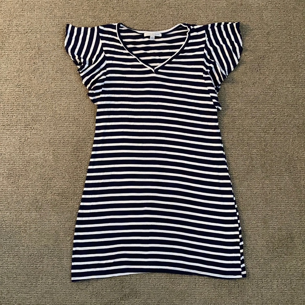 Striped Flutter Sleeve Casual Dress